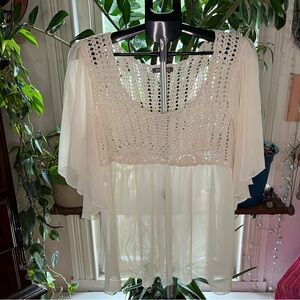 Elegant Cream Crochet Women's Top